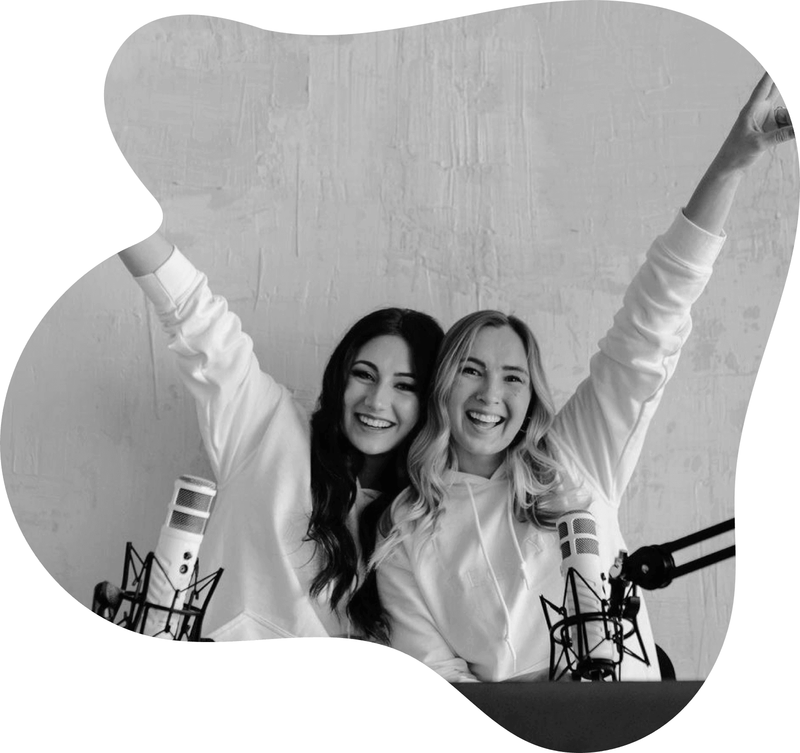 Podcast Service - Girls cheering with their hands in the air